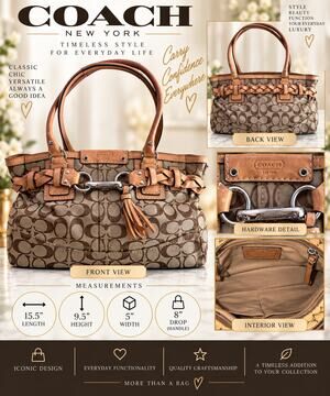 DL048 Coach Hamptons Signature Jacquard Medium Carryall